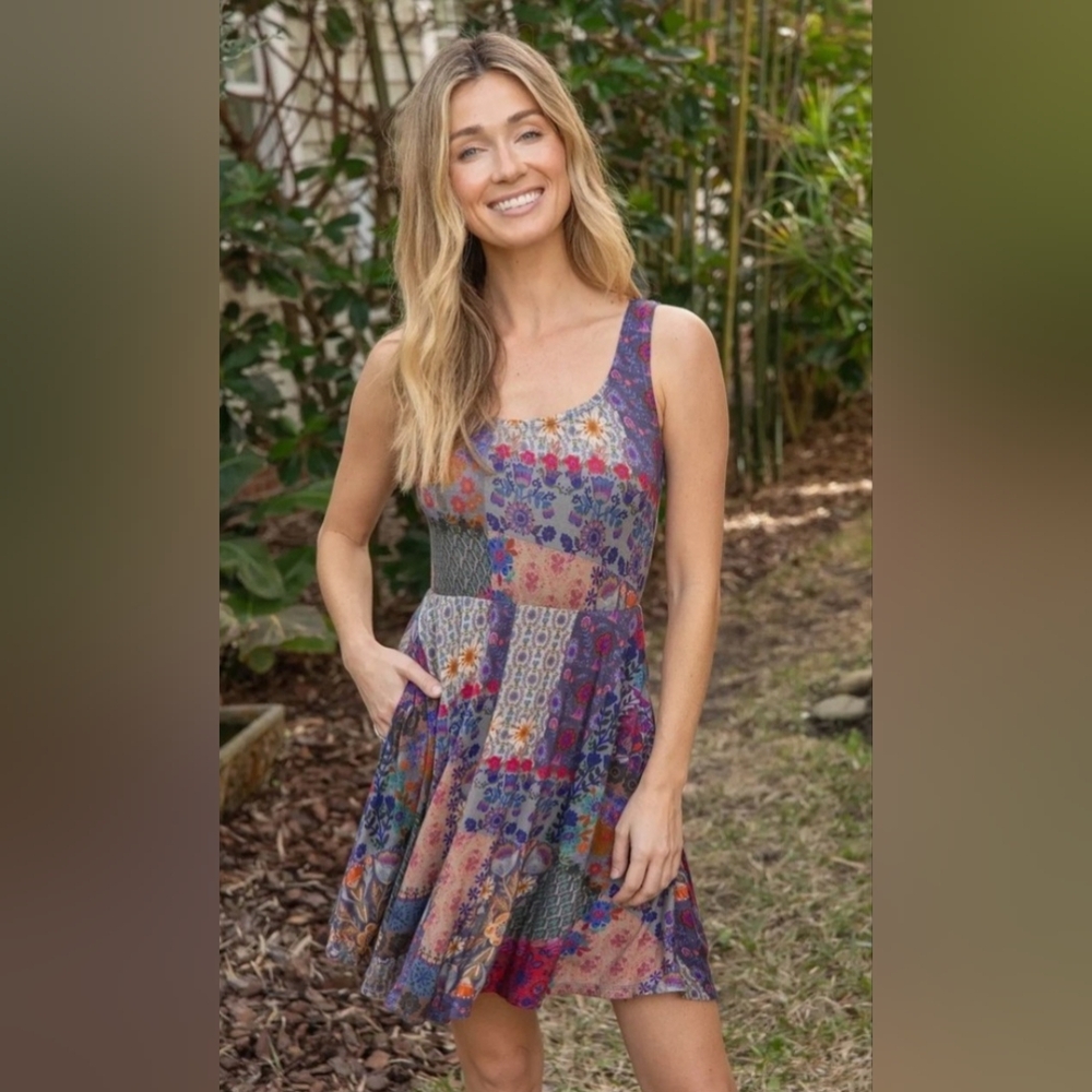 NATURAL LIFE Colorful Floral Midi Dress